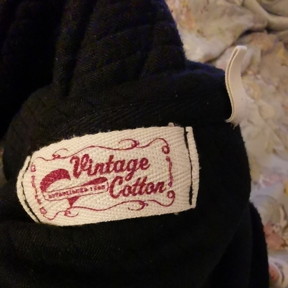 Black zip up sweater jacket oversized By Vintage Cotton - Picture 5 of 6